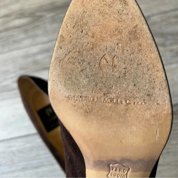 Di Sandro Brown Black Two Tuned Suede Leather Custom Heel Pump - Picture 11 of 13